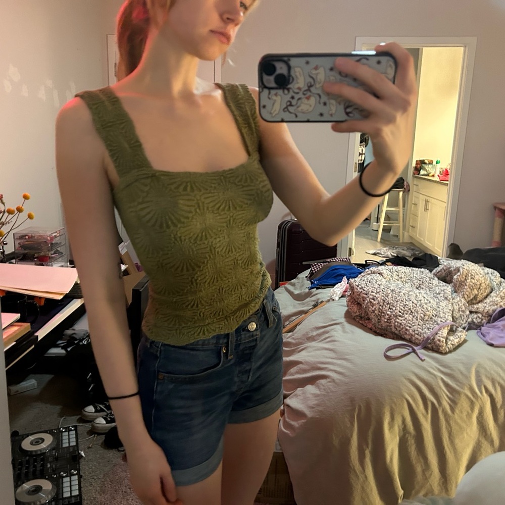 Olive Green Textured Women's Top